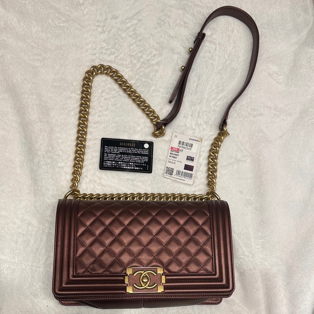 CHANEL Quilted Leather Shoulder Bag - Brown and Gold